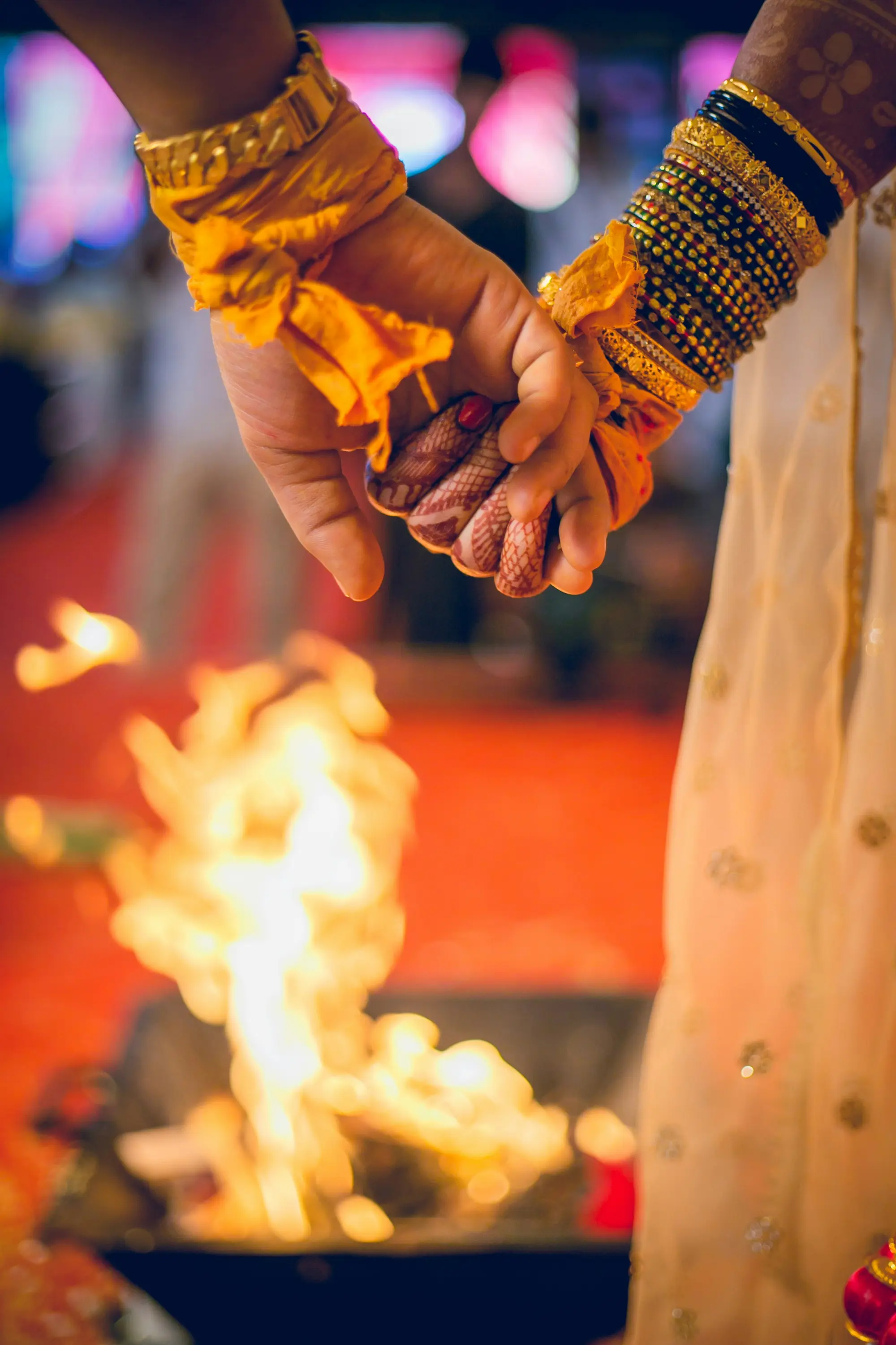 South Indian wedding ritual by the sacred fire